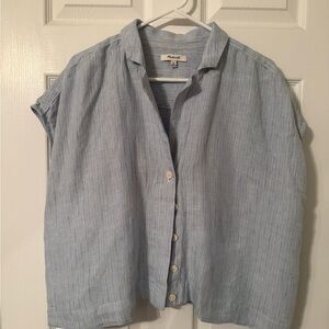 Madewell Boxy Cap-Sleeve Shirt in 100% Linen